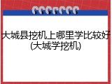 大城县挖机上哪里学比较好(大城学挖机)