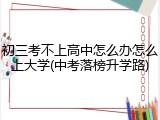 初三考不上高中怎么办怎么上大学(中考落榜升学路)