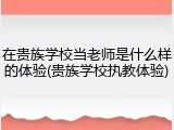 在贵族学校当老师是什么样的体验(贵族学校执教体验)