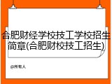 合肥财经学校技工学校招生简章(合肥财校技工招生)