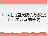 山西电力直属院校有哪些(山西电力直属院校)