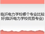 临沂电力学校哪个专业比较好(临沂电力学校优势专业)
