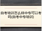 自考培训怎么样中专可以考吗(自考中专培训)