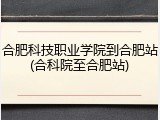 合肥科技职业学院到合肥站(合科院至合肥站)