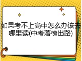 如果考不上高中怎么办该去哪里读(中考落榜出路)