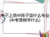考不上高中孩子读什么专业(中考落榜学什么)