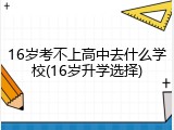 16岁考不上高中去什么学校(16岁升学选择)