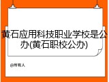 黄石应用科技职业学校是公办(黄石职校公办)