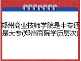 郑州商业技师学院是中专还是大专(郑州商院学历层次)