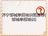 济宁邹城单招培训班推荐(邹城单招培训)