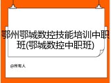 鄂州鄂城数控技能培训中职班(鄂城数控中职班)