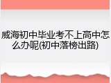 威海初中毕业考不上高中怎么办呢(初中落榜出路)