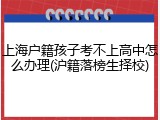 上海户籍孩子考不上高中怎么办理(沪籍落榜生择校)