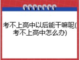 考不上高中以后能干嘛呢(考不上高中怎么办)