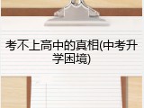 考不上高中的真相(中考升学困境)