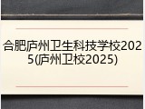 合肥庐州卫生科技学校2025(庐州卫校2025)