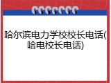 哈尔滨电力学校校长电话(哈电校长电话)