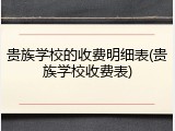 贵族学校的收费明细表(贵族学校收费表)