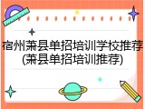 宿州萧县单招培训学校推荐(萧县单招培训推荐)
