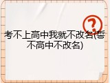 考不上高中我就不改名(誓不高中不改名)