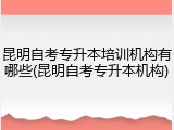 昆明自考专升本培训机构有哪些(昆明自考专升本机构)