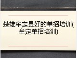 楚雄牟定县好的单招培训(牟定单招培训)