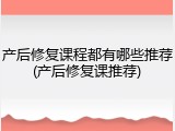 产后修复课程都有哪些推荐(产后修复课推荐)