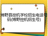 博野县挖机学校招生电话号码(博野挖机招生号)