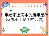 如果考不上高中的后果是什么(考不上高中的后果)