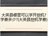 大英县哪里可以学开挖机?学费多少?(大英县挖机学费)
