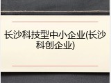 长沙科技型中小企业(长沙科创企业)