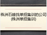 株洲石峰找单招集训的公司(株洲单招集训)