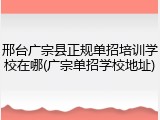 邢台广宗县正规单招培训学校在哪(广宗单招学校地址)
