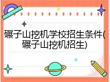 碾子山挖机学校招生条件(碾子山挖机招生)