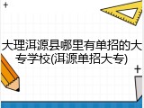 大理洱源县哪里有单招的大专学校(洱源单招大专)