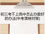 初三考不上高中怎么办最好的办法(中考落榜对策)