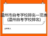 温州市自考学校排名一览表(温州自考学校排名)