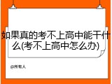 如果真的考不上高中能干什么(考不上高中怎么办)