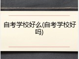 自考学校好么(自考学校好吗)