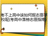 考不上高中该如何报志愿学校呢(考高中落榜志愿指南)