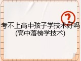 考不上高中孩子学技术好吗(高中落榜学技术)