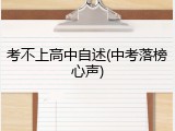考不上高中自述(中考落榜心声)