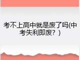 考不上高中就是废了吗(中考失利即废？)