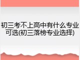 初三考不上高中有什么专业可选(初三落榜专业选择)