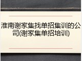 淮南谢家集找单招集训的公司(谢家集单招培训)