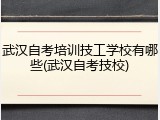 武汉自考培训技工学校有哪些(武汉自考技校)