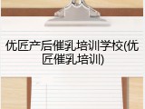 优匠产后催乳培训学校(优匠催乳培训)
