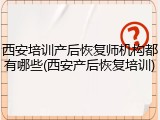 西安培训产后恢复师机构都有哪些(西安产后恢复培训)