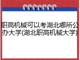 职高机械可以考湖北哪所公办大学(湖北职高机械大学)