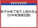 孩子中考了考不上高中怎么办(中考落榜出路)